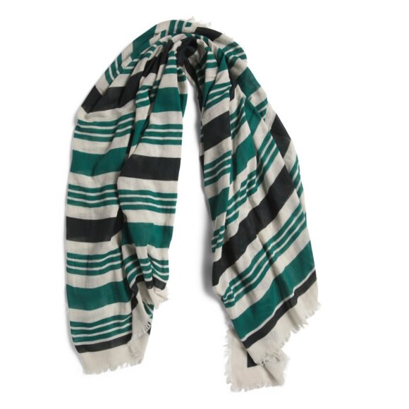 RAG & BONE Emerald Green Astra Stripe Scarf - Picture 2 of 2